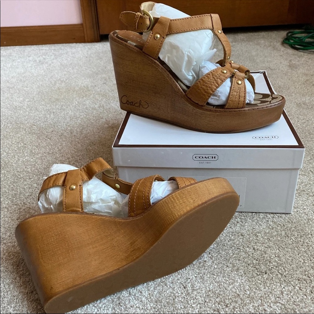 Coach myra grainy calf wedges
